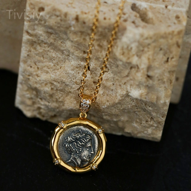Nymph Chalkis and Eagle Coin Necklace
